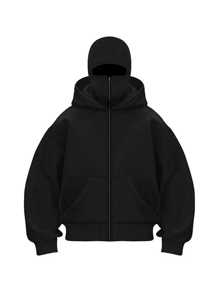 Zip-Up Hoodie with Long Sleeves and Relaxed Fit