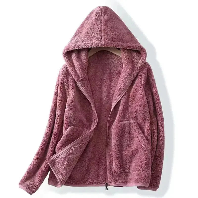 Women's Zip-Up Hoodie with Soft Touch Fabric and Ribbed Cuffs