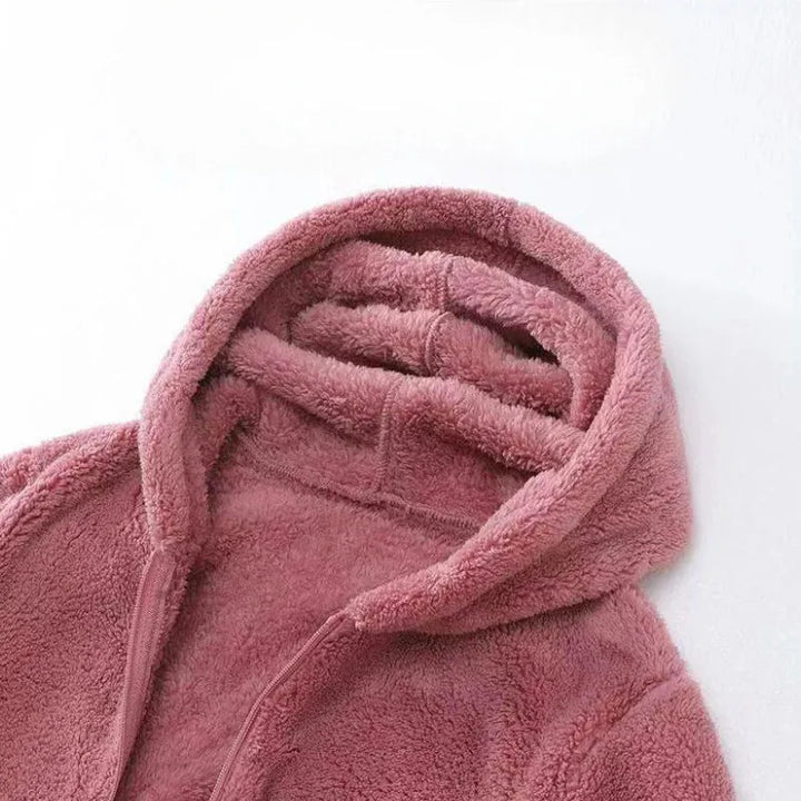 Women's Zip-Up Hoodie with Soft Touch Fabric and Ribbed Cuffs