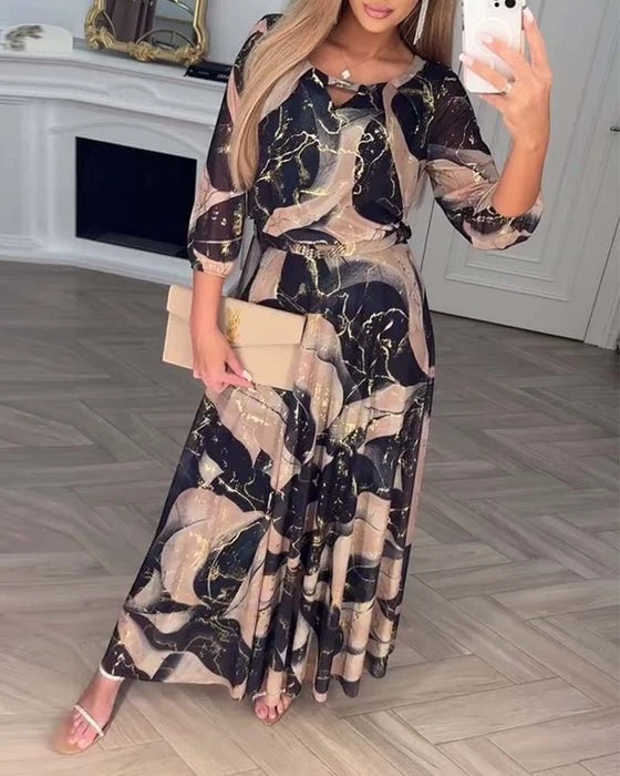 Women's Elegant Maxi Dress with Long Sleeves