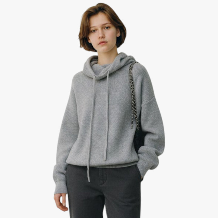 Women's Textured Cowl Neck Jumper with Drawstrings