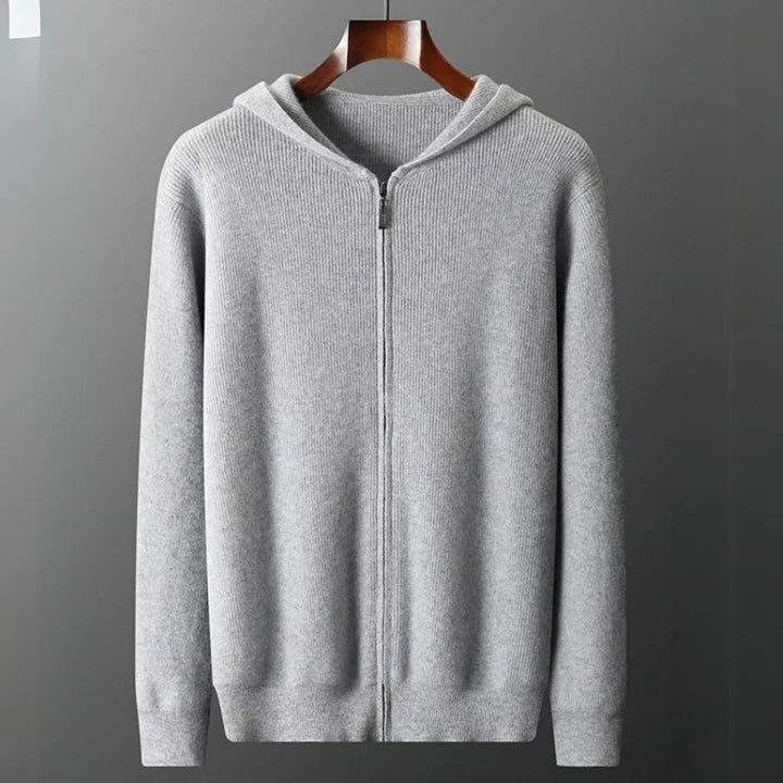 Zip-Up Hoodie with Long Sleeves and Ribbed Cuffs