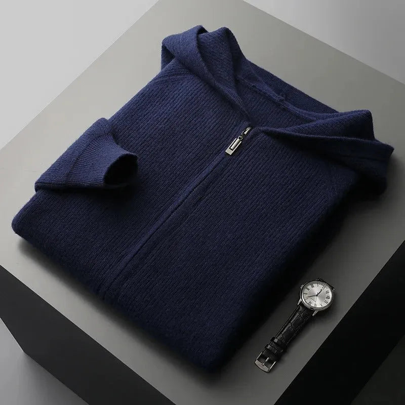 Zip-Up Hoodie with Long Sleeves and Ribbed Cuffs