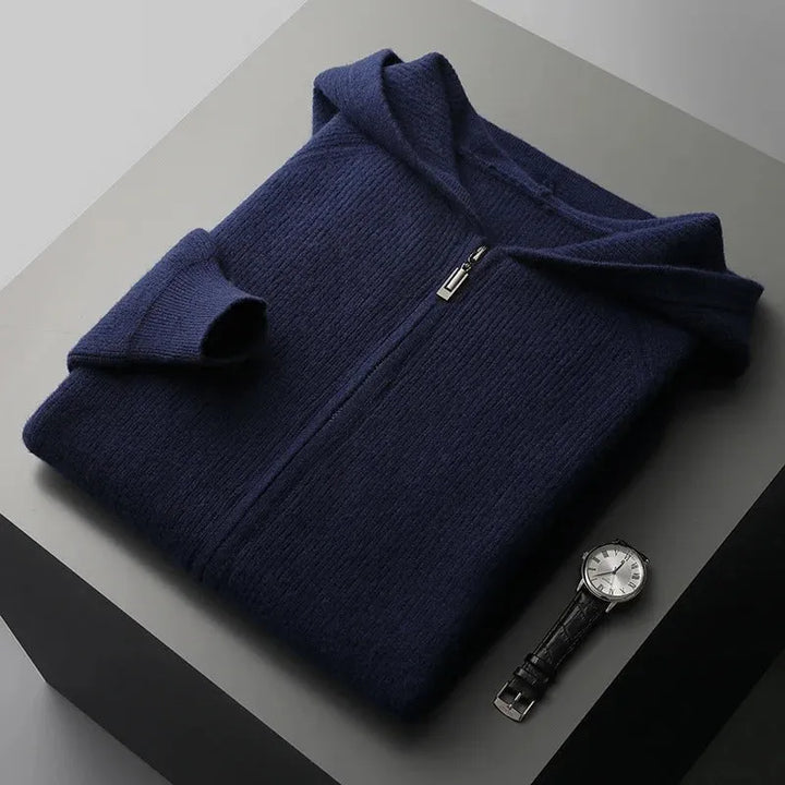 Zip-Up Hoodie with Long Sleeves and Ribbed Cuffs