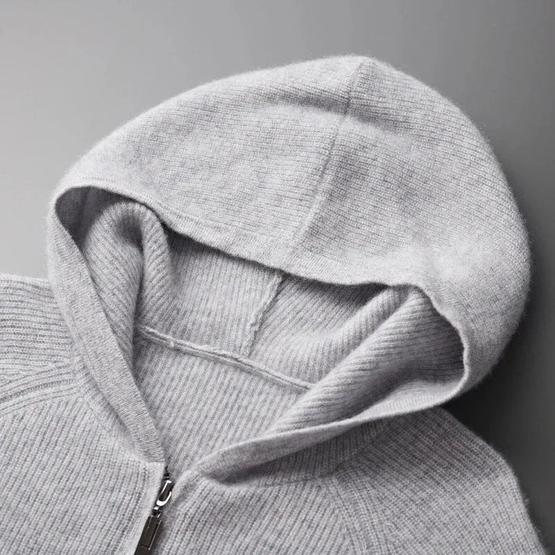 Zip-Up Hoodie with Long Sleeves and Ribbed Cuffs