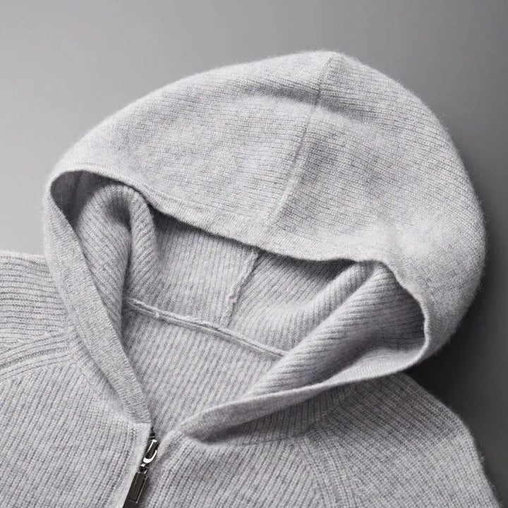 Zip-Up Hoodie with Long Sleeves and Ribbed Cuffs