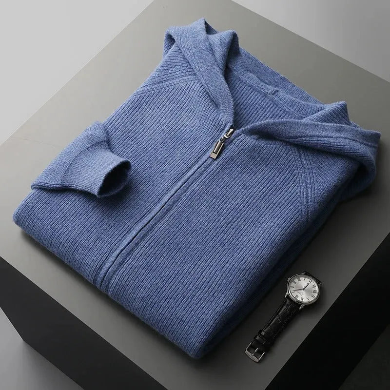 Zip-Up Hoodie with Long Sleeves and Ribbed Cuffs