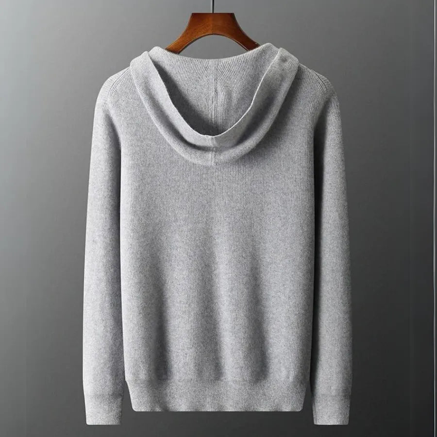 Zip-Up Hoodie with Long Sleeves and Ribbed Cuffs