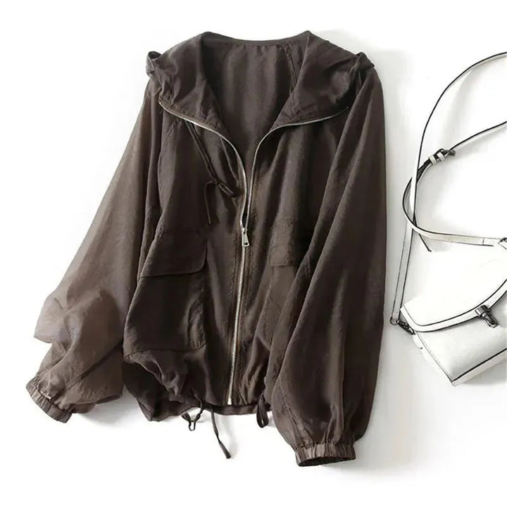 Zip-Up Hoodie with Relaxed Fit and Long Sleeves