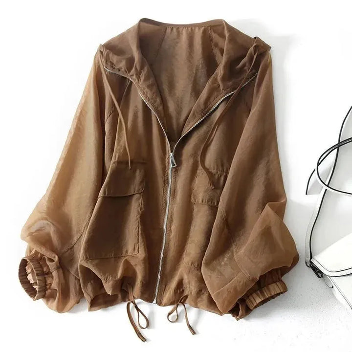 Zip-Up Hoodie with Relaxed Fit and Long Sleeves