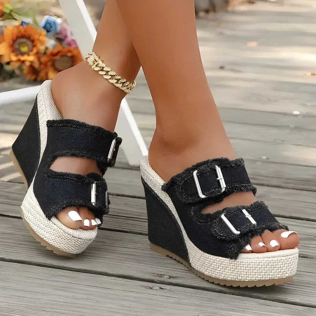 Women's Platform Comfy Wedge Sandals with Adjustable Strap