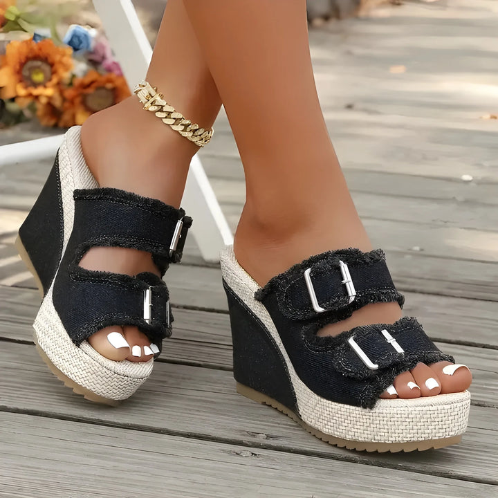 Women's Platform Comfy Wedge Sandals with Adjustable Strap