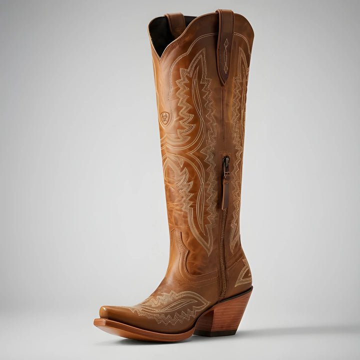 Women's Soft Comfy Cowboy Boots with Block Heels