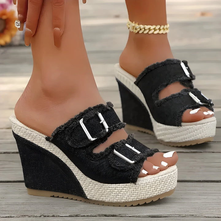 Women's Platform Comfy Wedge Sandals with Adjustable Strap