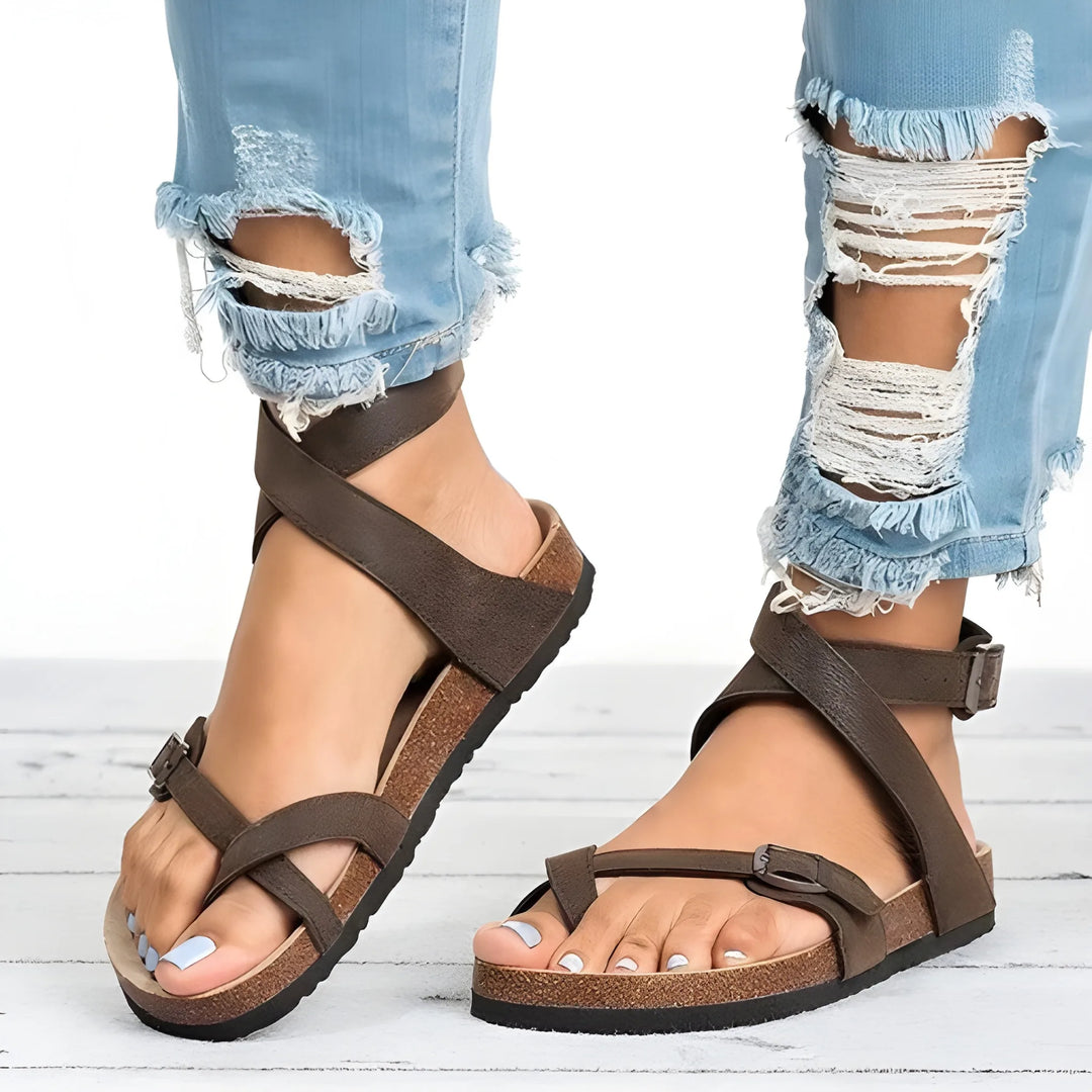 Women's Soft Wide Fit Strappy Sandals with Cushioned Insole