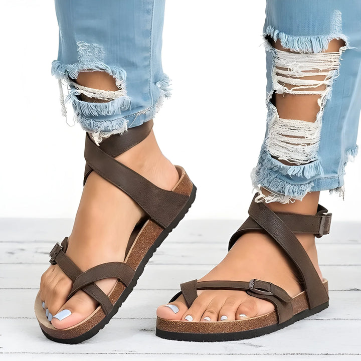 Women's Soft Wide Fit Strappy Sandals with Cushioned Insole