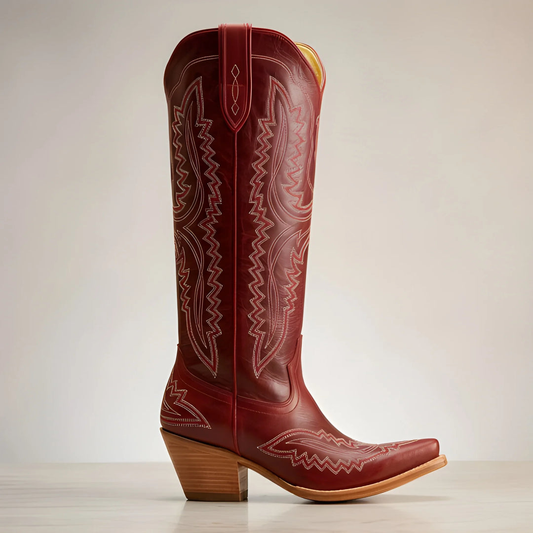 Women's Soft Comfy Cowboy Boots with Block Heels