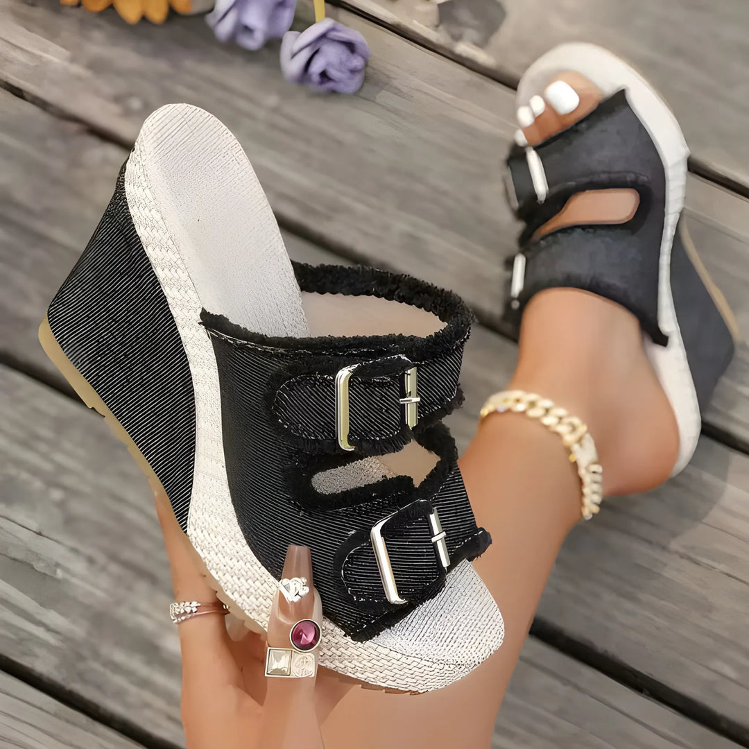 Women's Platform Comfy Wedge Sandals with Adjustable Strap