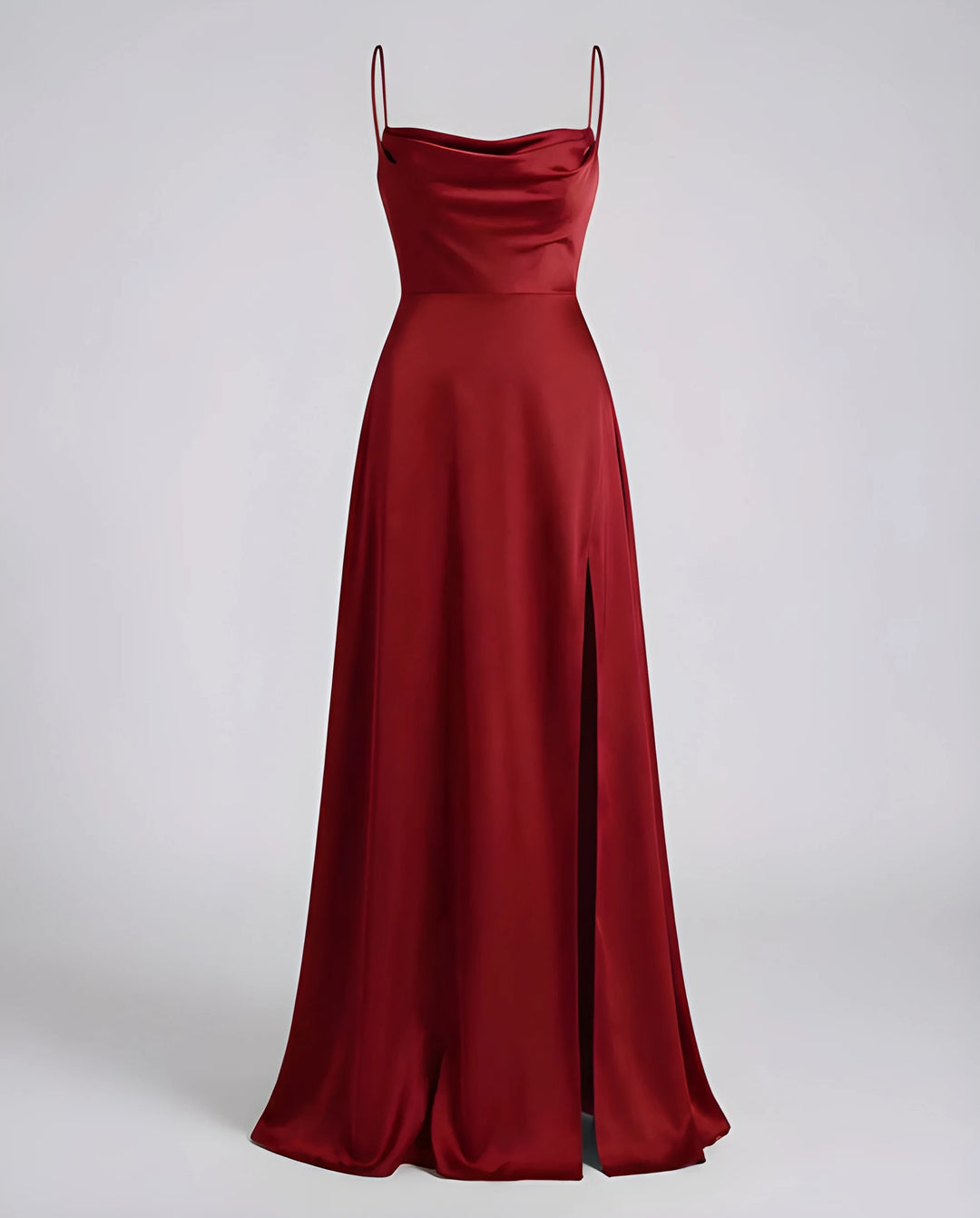 Women's Stunning Elegant Maxi Dress with Side Slit and Narrow Straps