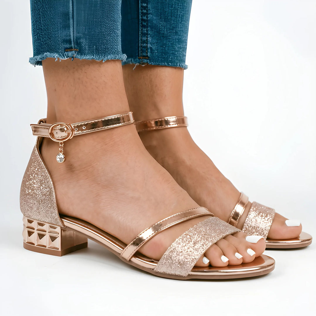 Women's Comfy Heeled Sandals with Adjustable Strap