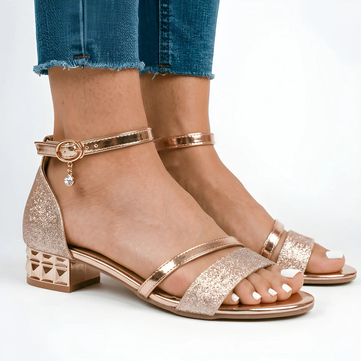 Women's Comfy Heeled Sandals with Adjustable Strap