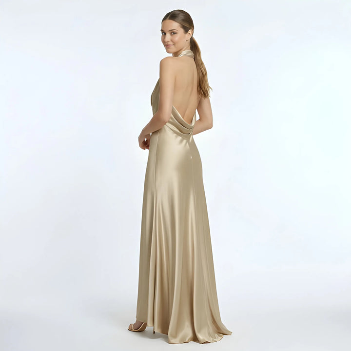 Women's Evening Elegant Maxi Dress with Halter Neck