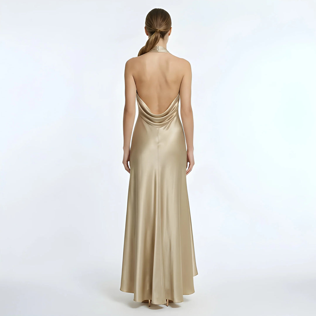 Women's Evening Elegant Maxi Dress with Halter Neck