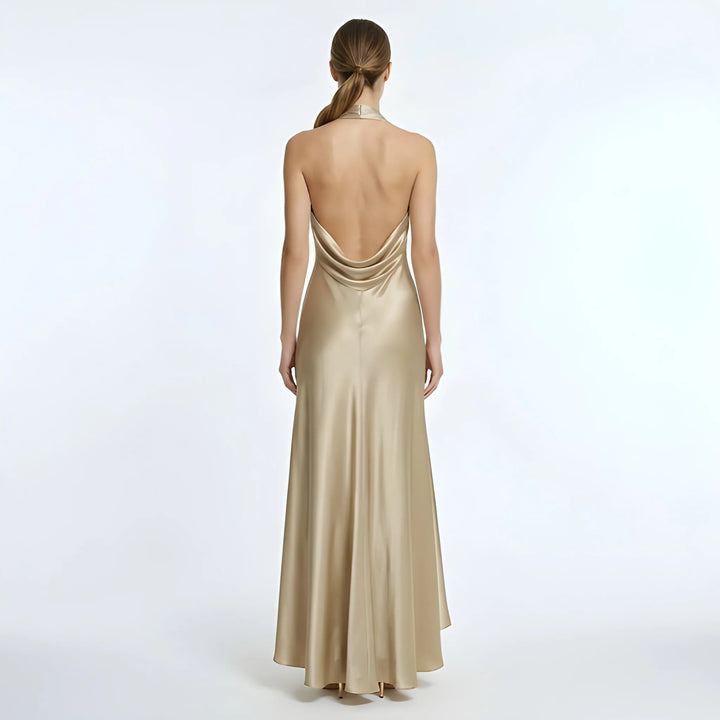 Women's Evening Elegant Maxi Dress with Halter Neck