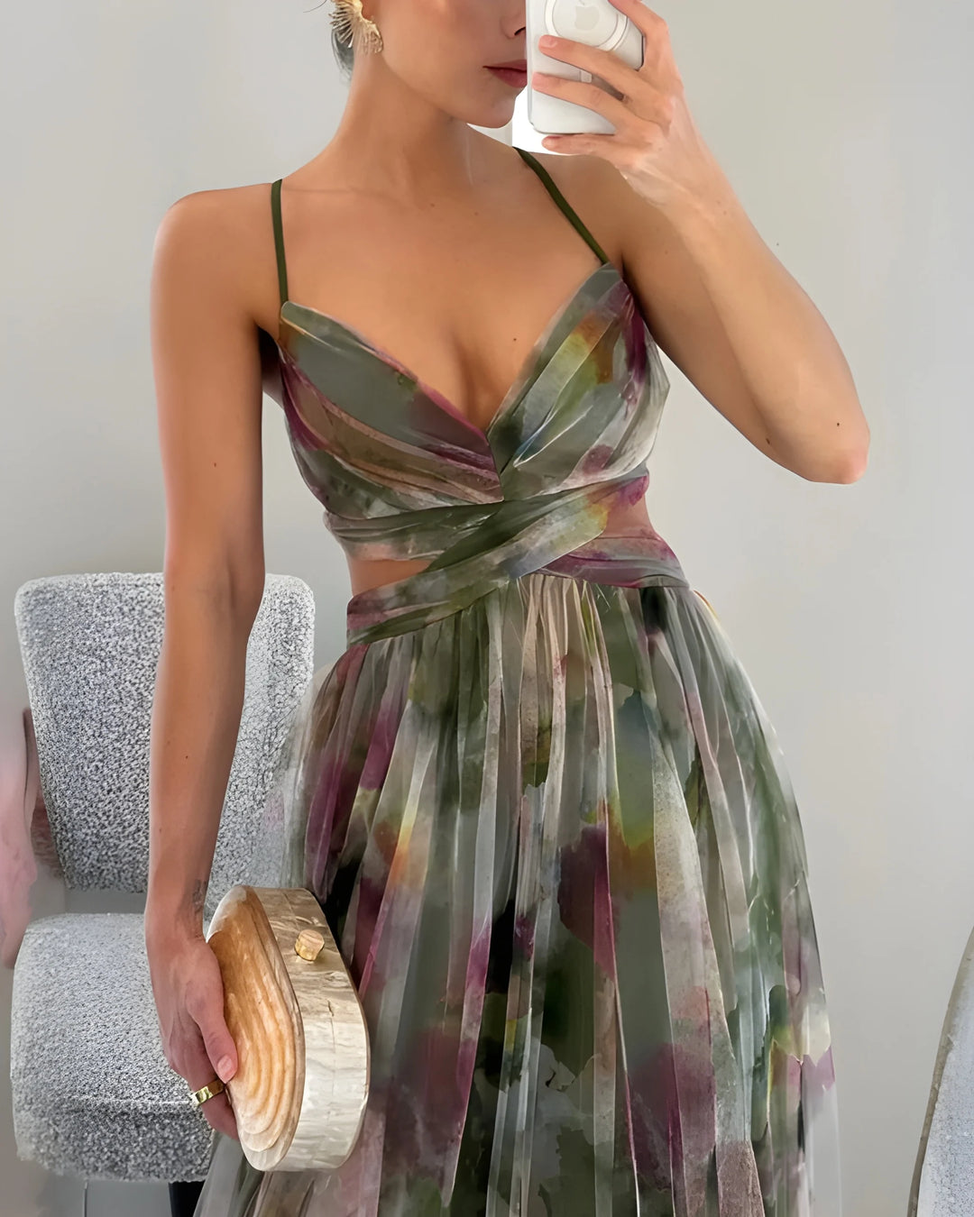 Women's Stunning Elegant Maxi Dress with Floral Print and Adjustable Straps