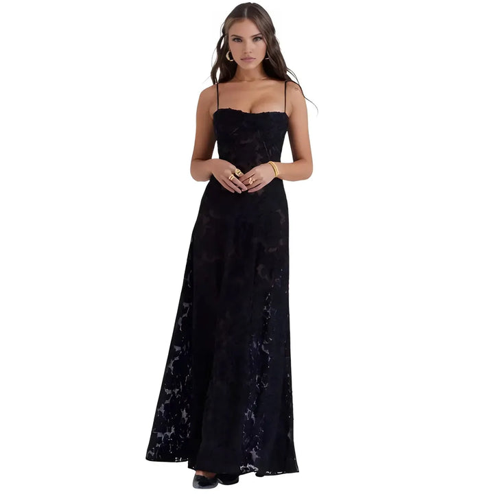 Women's Elegant Stunning Maxi Dress with Corset Back and Floral Pattern