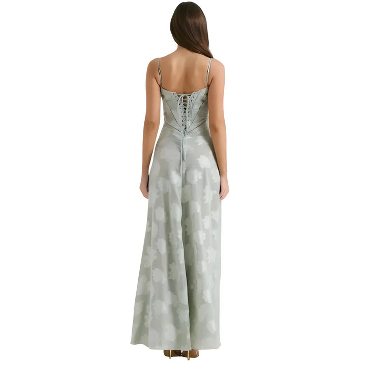 Women's Elegant Stunning Maxi Dress with Corset Back and Floral Pattern