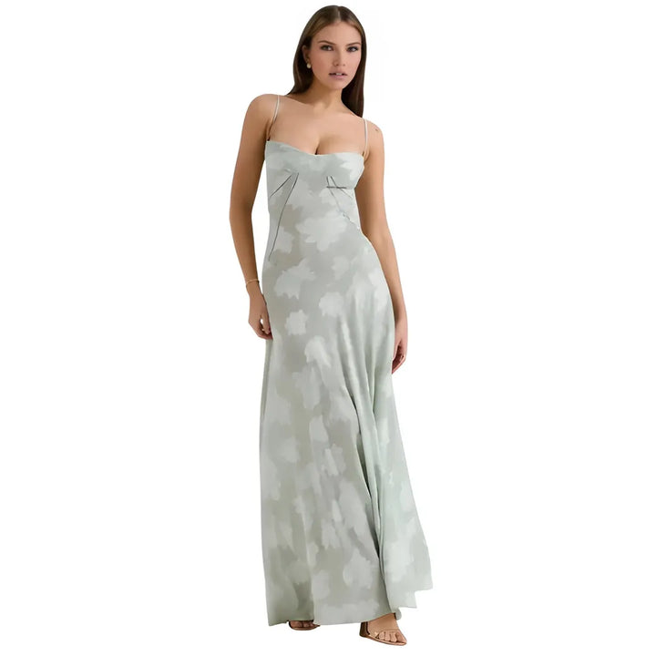 Women's Elegant Stunning Maxi Dress with Corset Back and Floral Pattern