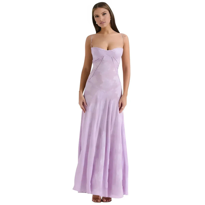 Women's Elegant Stunning Maxi Dress with Corset Back and Floral Pattern