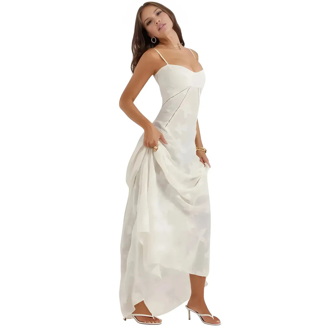 Women's Elegant Stunning Maxi Dress with Corset Back and Floral Pattern