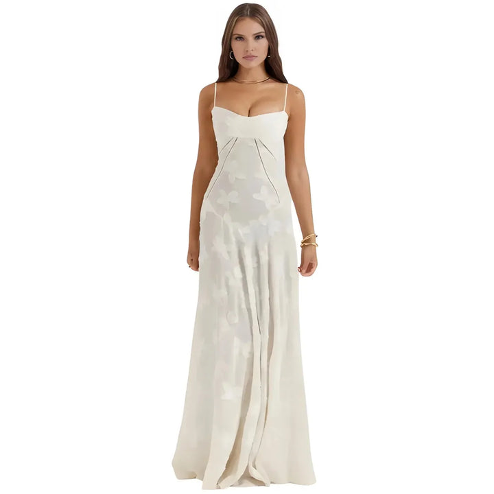 Women's Elegant Stunning Maxi Dress with Corset Back and Floral Pattern