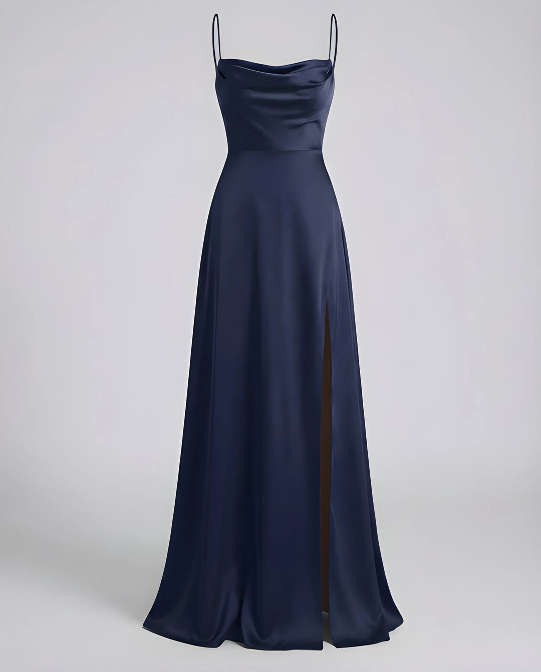 Women's Stunning Elegant Maxi Dress with Side Slit and Narrow Straps
