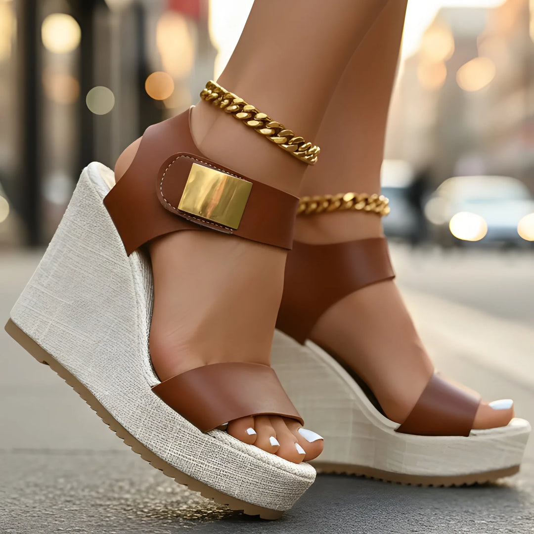 Women's Platform Wide Fit Sandals with Cushioned Footbed