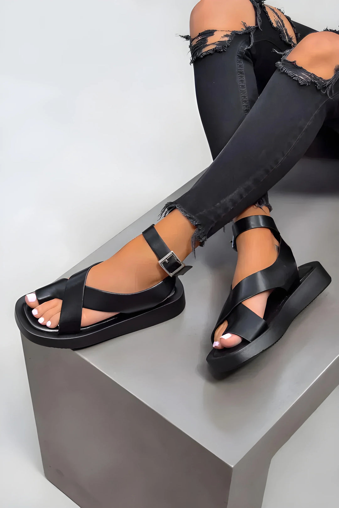Women's Platform Comfy Sandals with Adjustable Strap