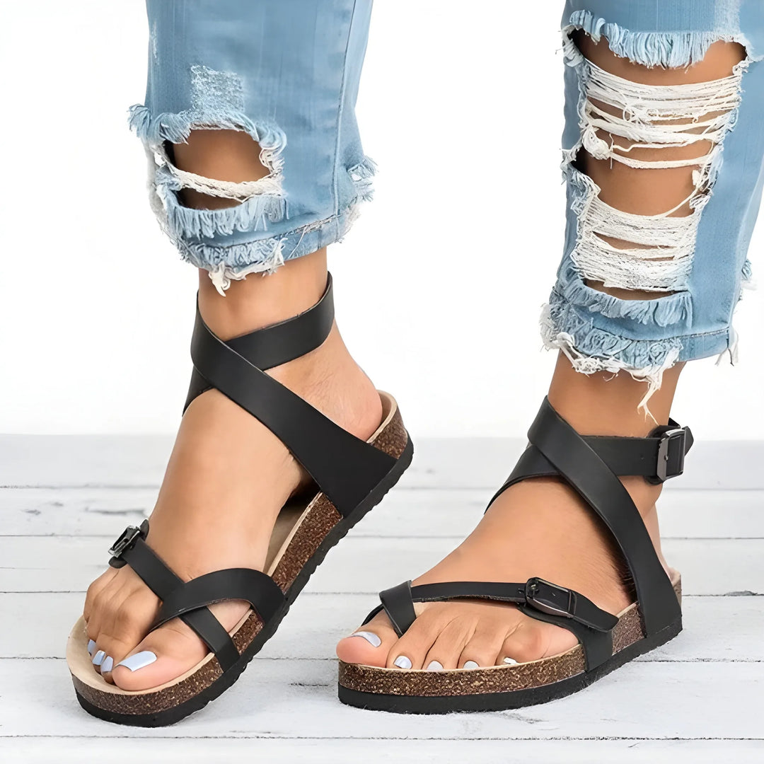 Women's Soft Wide Fit Strappy Sandals with Cushioned Insole