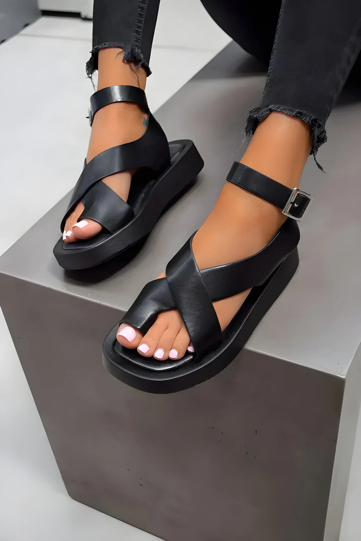 Women's Platform Comfy Sandals with Adjustable Strap