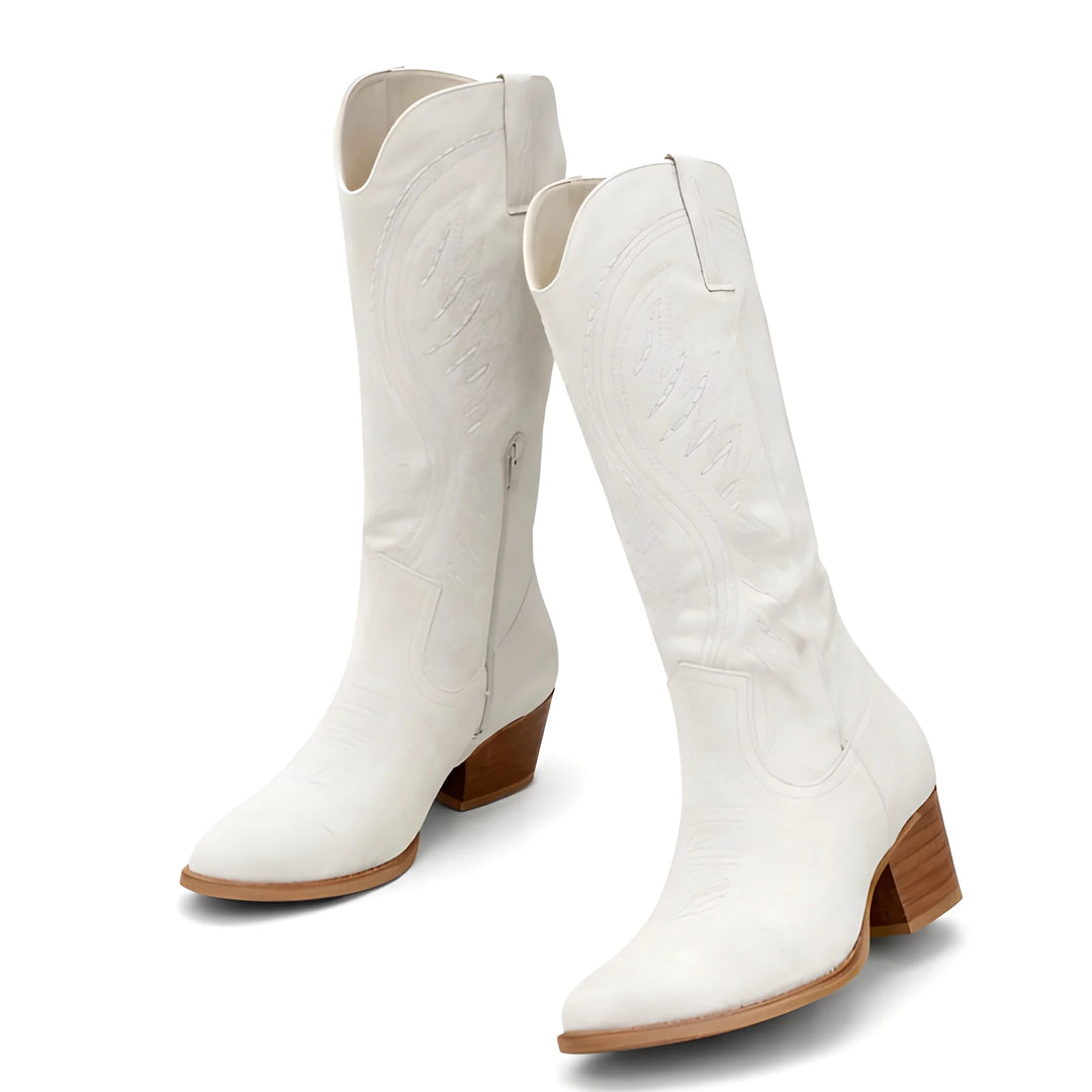 Women's Elegant Comfy Cowboy Boots with Side Zip