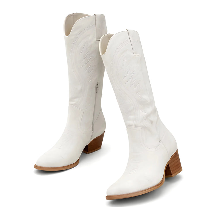 Women's Elegant Comfy Cowboy Boots with Side Zip