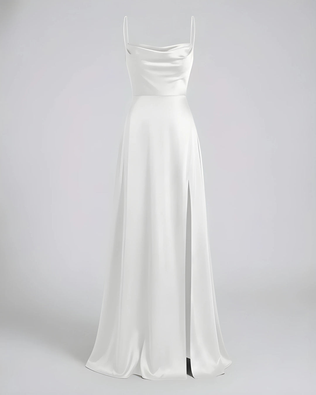 Women's Stunning Elegant Maxi Dress with Side Slit and Narrow Straps