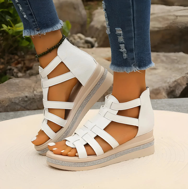 Women's Platform Comfy Sandals with Side Zip
