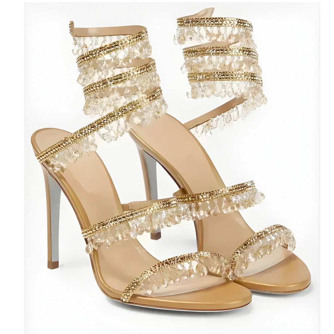 Women's Heeled Ankle Strappy Sandals with Soft Lining