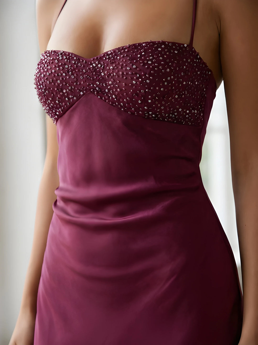 Women's Evening Elegant Maxi Dress with Embellished Bust