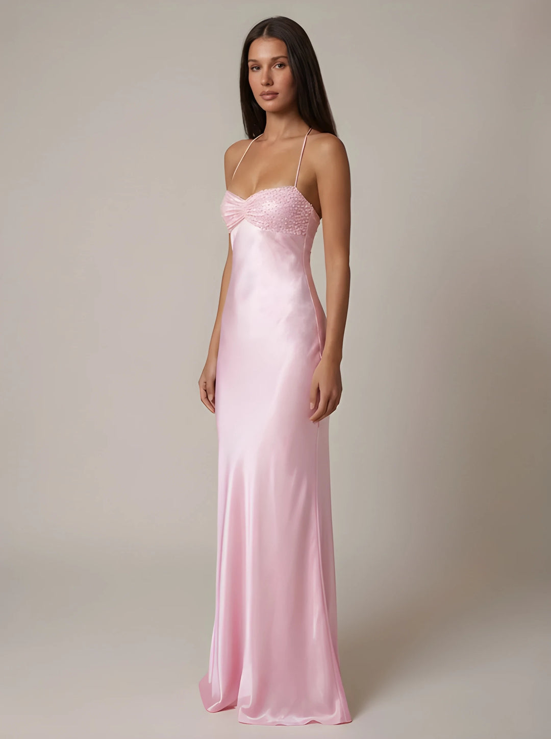 Women's Evening Elegant Maxi Dress with Embellished Bust