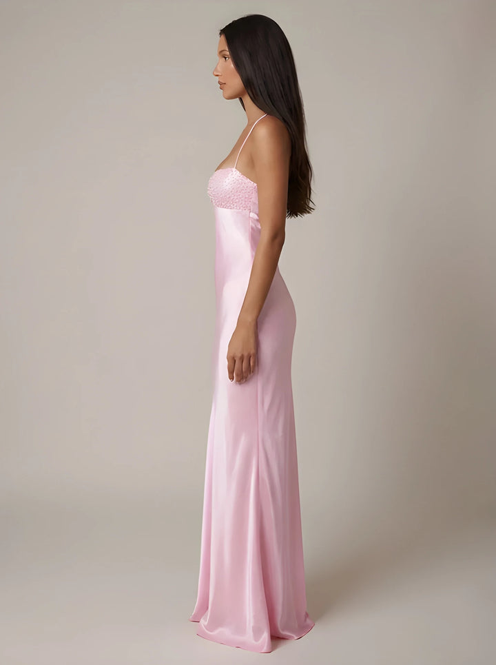 Women's Evening Elegant Maxi Dress with Embellished Bust