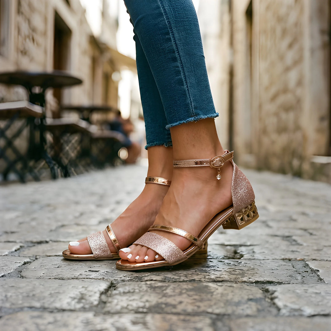 Women's Comfy Heeled Sandals with Adjustable Strap