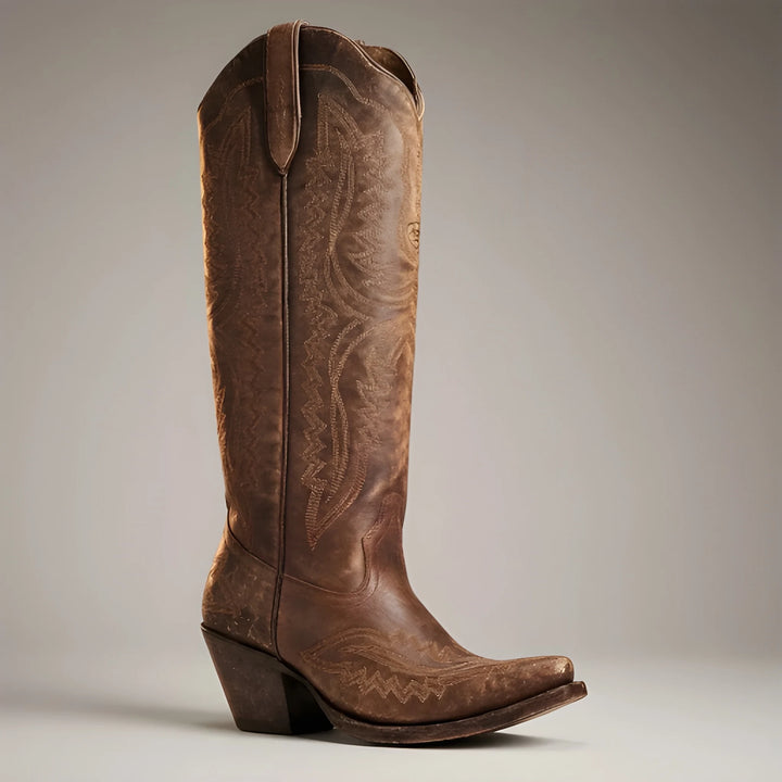 Women's Soft Comfy Cowboy Boots with Block Heels
